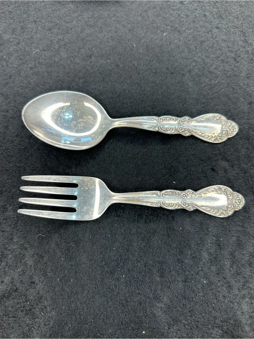 Vintage Rodger international silver company  baby toddler spoon and fork set
